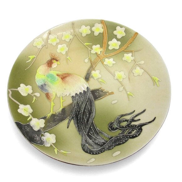SHAFFORD Bird Plates 3D Set Of 2 Green Wall Art Japan Vintage 8" - Picture 5 of 12